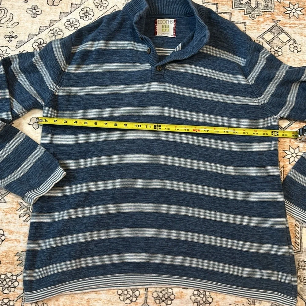 ECOTHS XXL 💯 cotton  stripe sweater with button collar—fair trade!